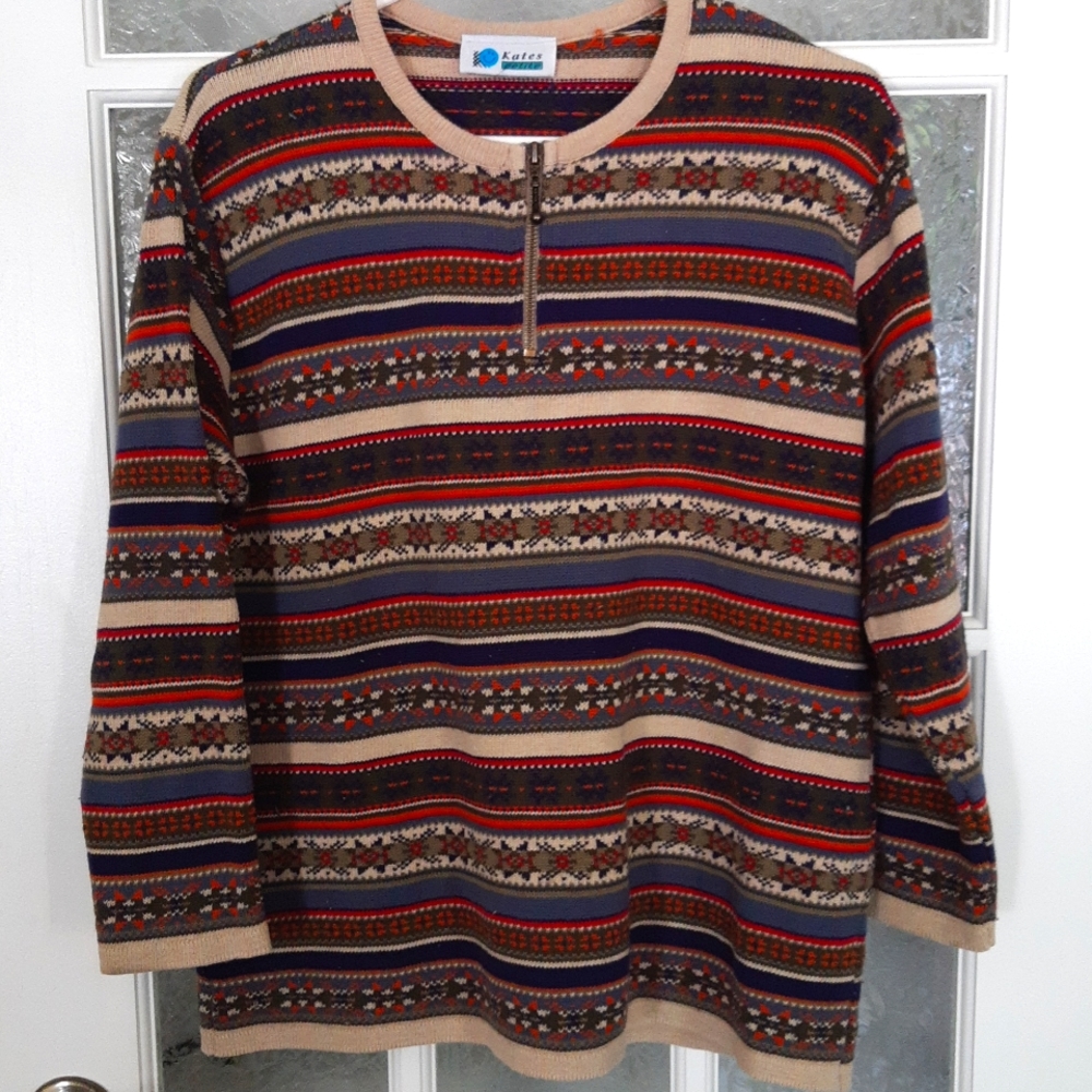 Y2K Kates Petites / Woolblend Multicolor Knit Sweater